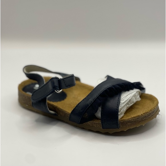 IL GUFO Leather Strap Open Toe Sandals in Navy Blue - Picture 2 of 9